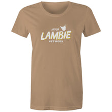 Load image into Gallery viewer, 'Lambie Network' White Logo Womens Tee