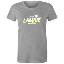 Load image into Gallery viewer, 'Lambie Network' White Logo Womens Tee
