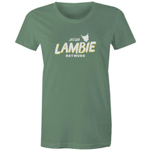 Load image into Gallery viewer, 'Lambie Network' White Logo Womens Tee