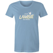 Load image into Gallery viewer, 'Lambie Network' White Logo Womens Tee