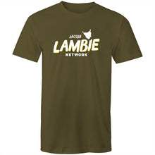 Load image into Gallery viewer, 'Lambie Network' White Logo Mens Tee