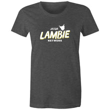 Load image into Gallery viewer, &#39;Lambie Network&#39; White Logo Womens Tee
